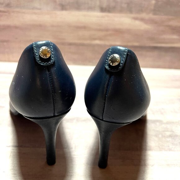 Michael Kors Women's Navy Blue Leather Pointed Toe Heels Size 6M - Picture 6 of 9